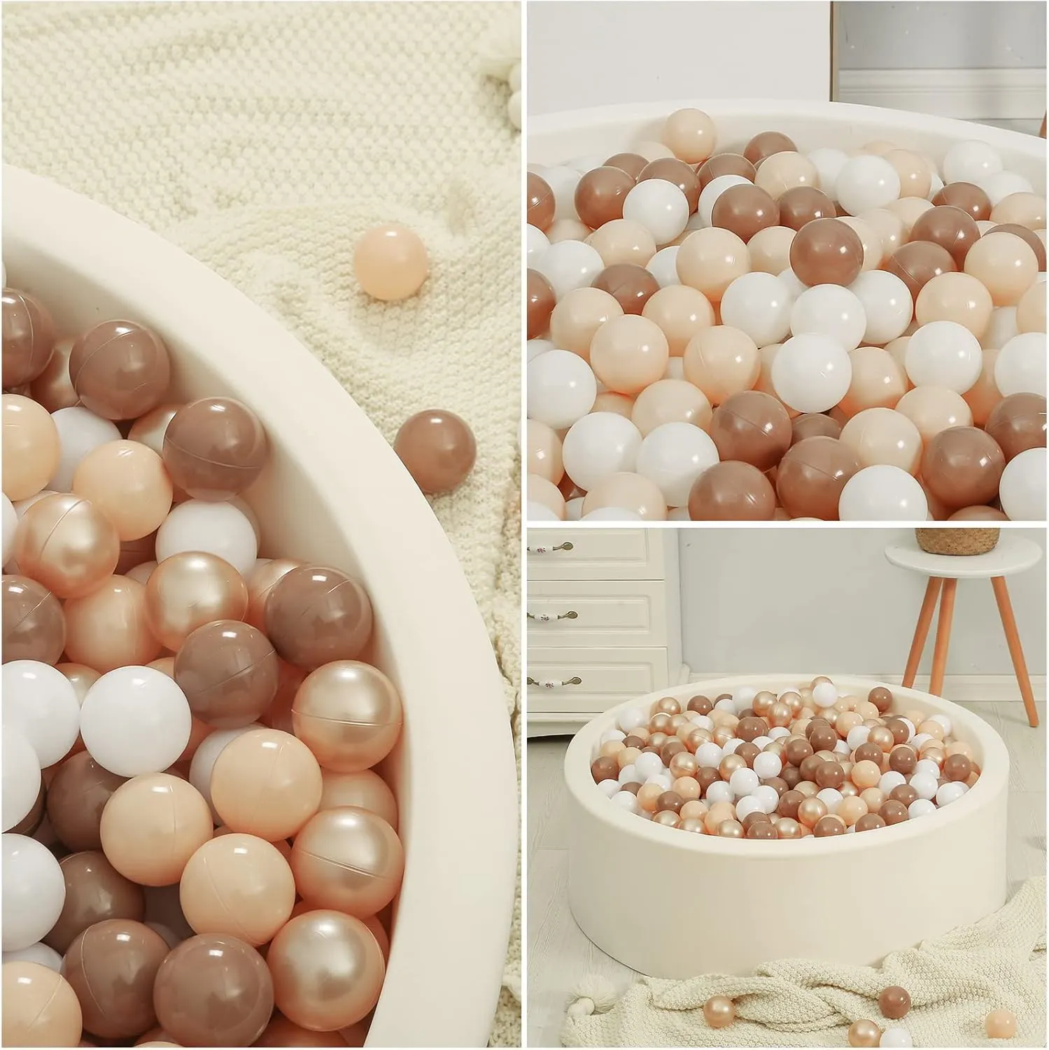 TRENDPLAY Plastic Balls for Ball Pits, Pack of 100 Hollow Balls, Perfect for Toddler Baby Pools,Party Decoration, 2.2 Inch 2.4 Inch 2.75 Inch