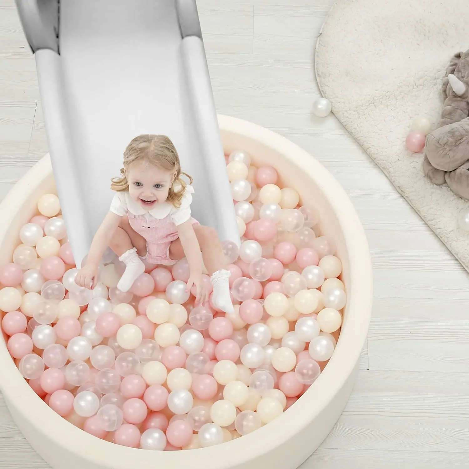 TRENDPLAY Plastic Balls for Ball Pits, Pack of 100 Hollow Balls, Perfect for Toddler Baby Pools,Party Decoration, 2.2 Inch 2.4 Inch 2.75 Inch