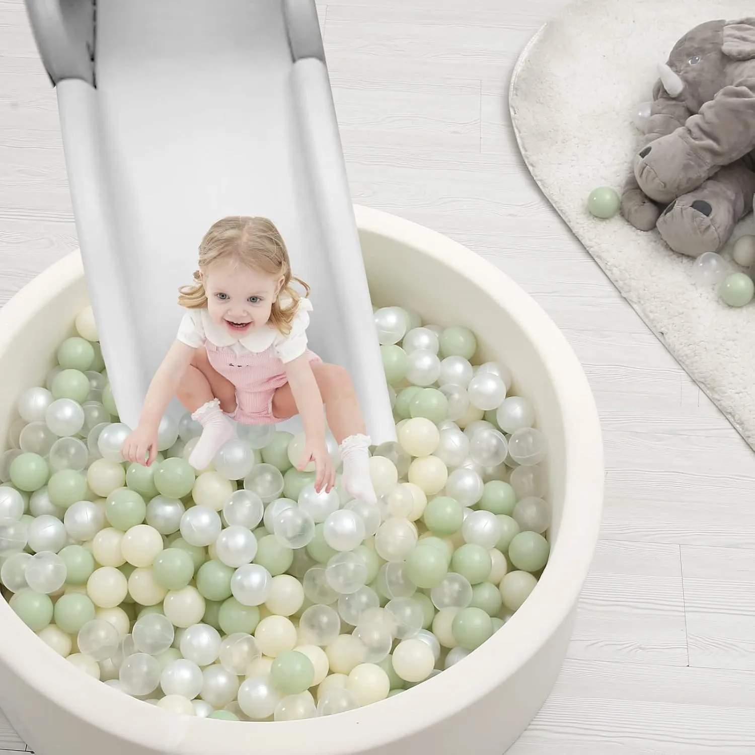 TRENDPLAY Plastic Balls for Ball Pits, Pack of 100 Hollow Balls, Perfect for Toddler Baby Pools,Party Decoration, 2.2 Inch 2.4 Inch 2.75 Inch