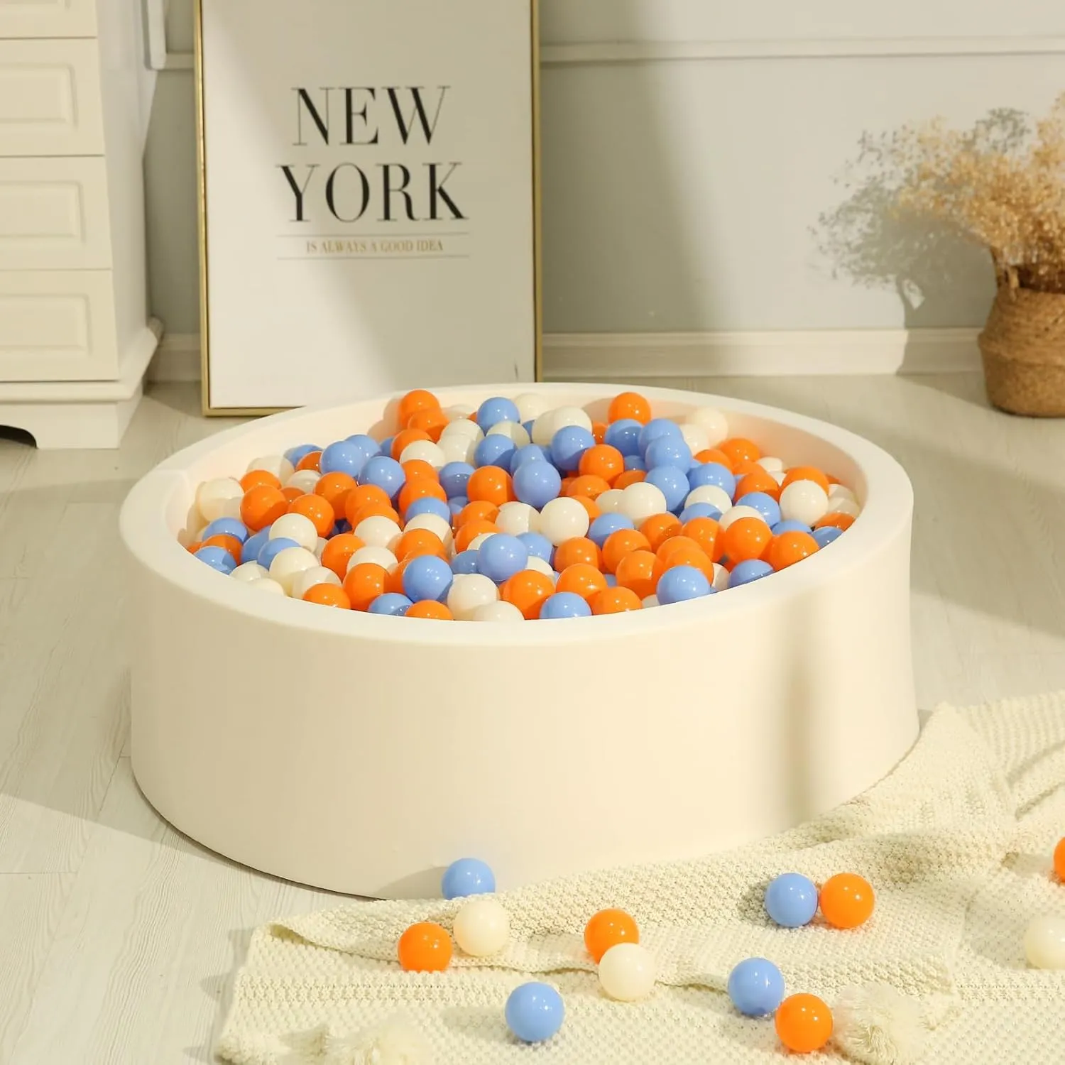 TRENDPLAY Plastic Balls for Ball Pits, Pack of 100 Hollow Balls, Perfect for Toddler Baby Pools,Party Decoration, 2.2 Inch 2.4 Inch 2.75 Inch