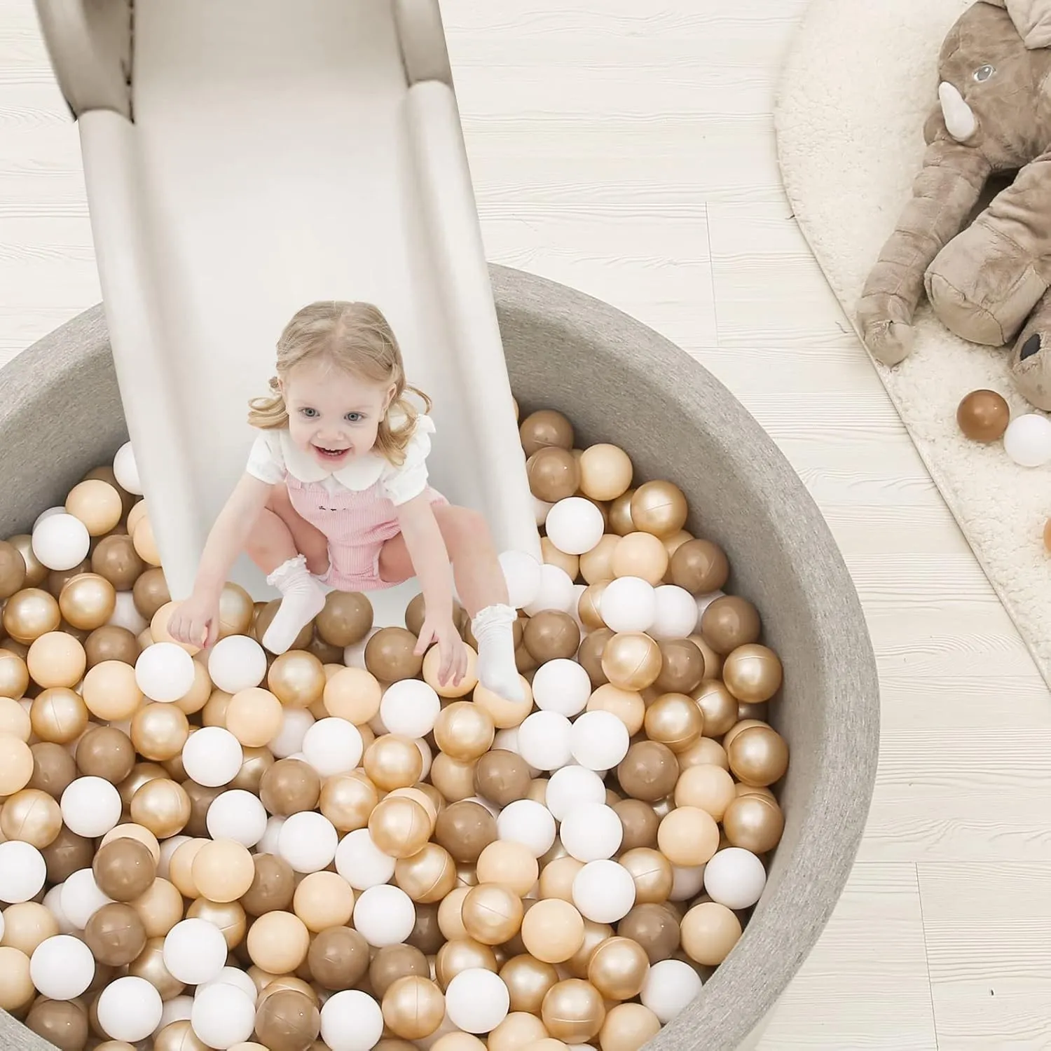 TRENDPLAY Plastic Balls for Ball Pits, Pack of 100 Hollow Balls, Perfect for Toddler Baby Pools,Party Decoration, 2.2 Inch 2.4 Inch 2.75 Inch