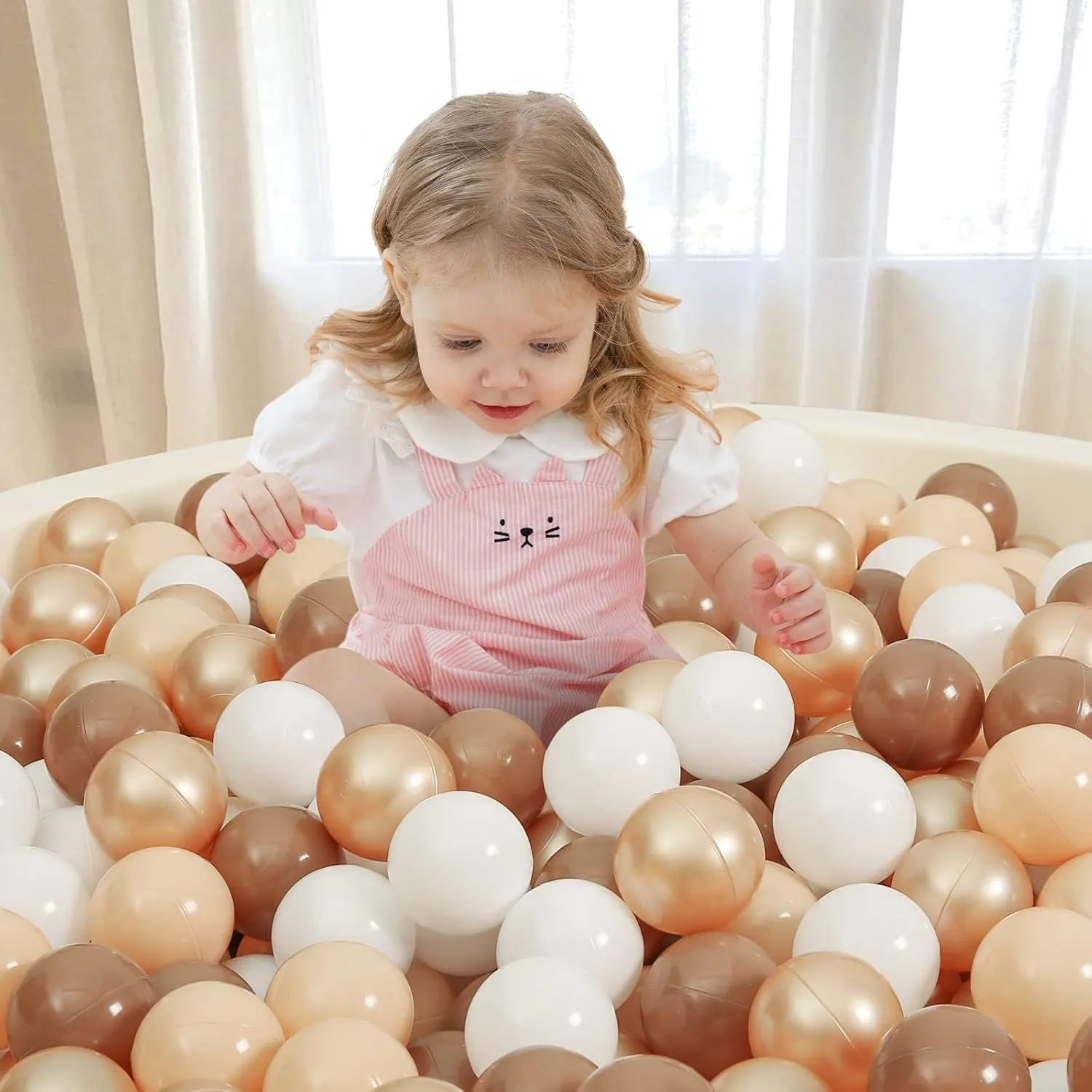 TRENDPLAY Plastic Balls for Ball Pits, Pack of 100 Hollow Balls, Perfect for Toddler Baby Pools,Party Decoration, 2.2 Inch 2.4 Inch 2.75 Inch