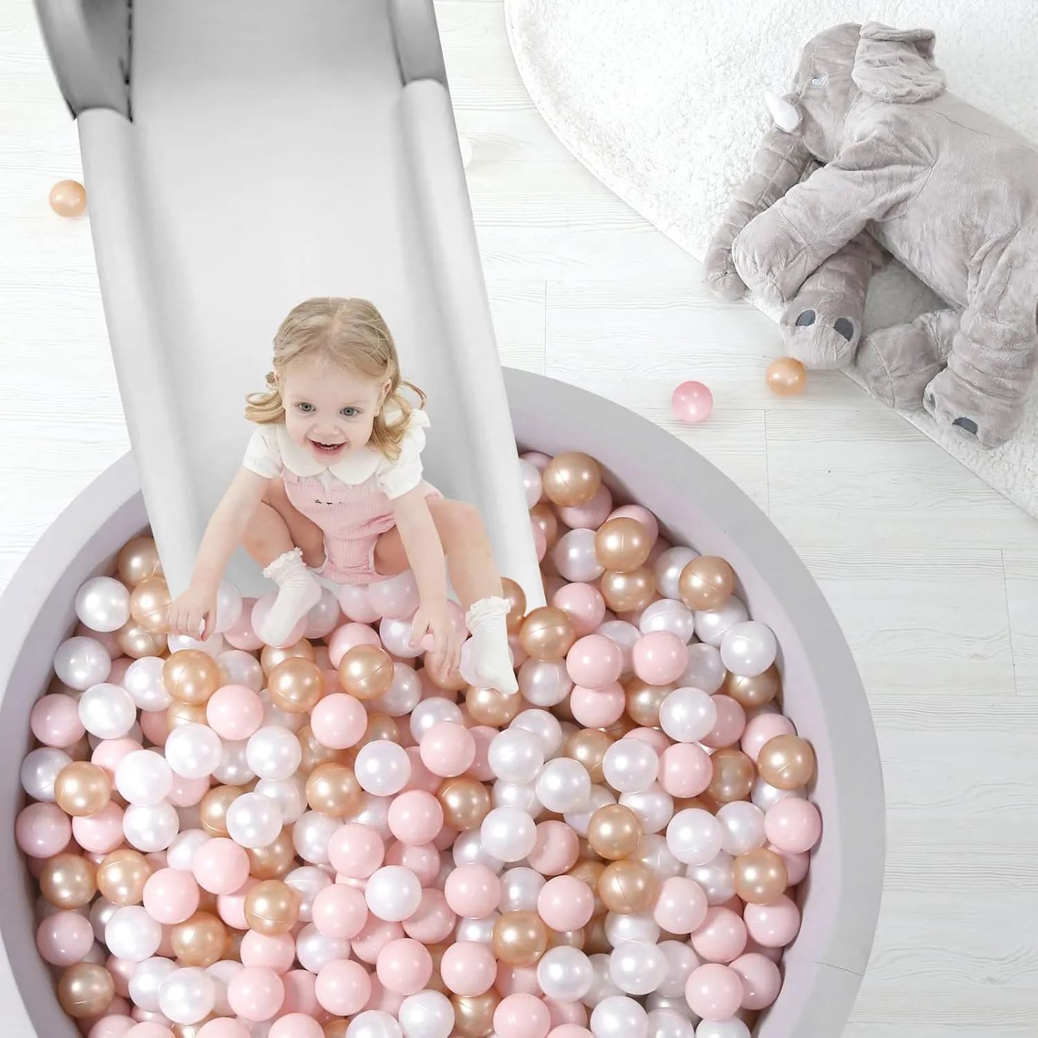TRENDPLAY Plastic Balls for Ball Pits, Pack of 100 Hollow Balls, Perfect for Toddler Baby Pools,Party Decoration, 2.2 Inch 2.4 Inch 2.75 Inch