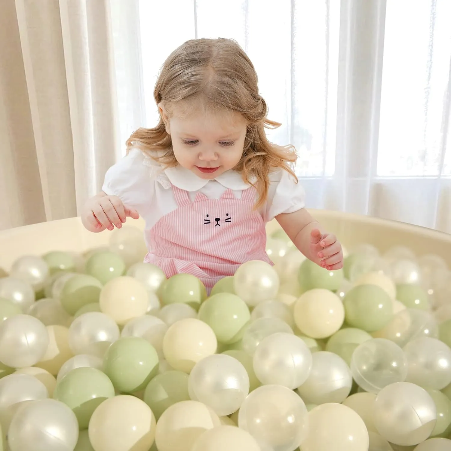 TRENDPLAY Plastic Balls for Ball Pits, Pack of 100 Hollow Balls, Perfect for Toddler Baby Pools,Party Decoration, 2.2 Inch 2.4 Inch 2.75 Inch
