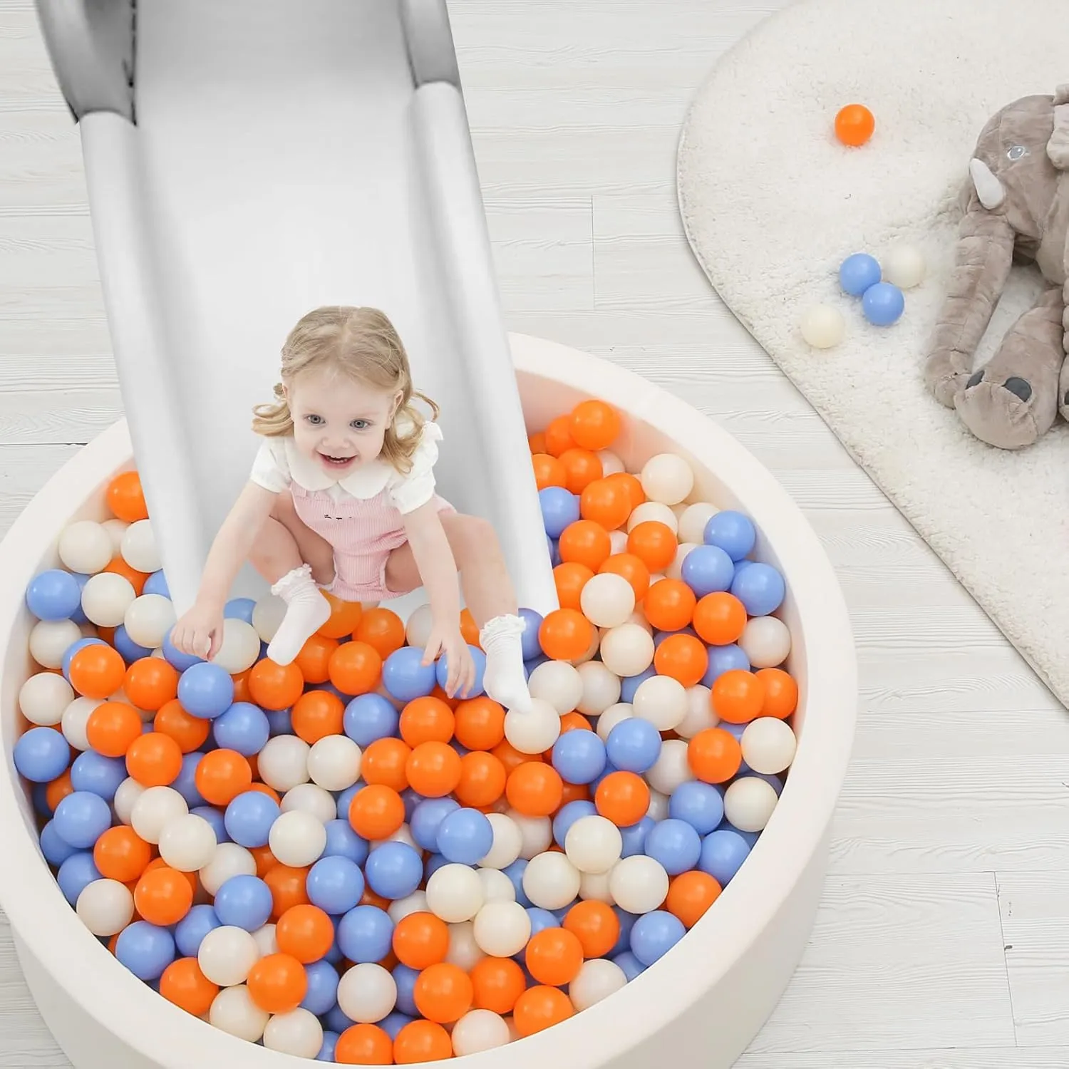 TRENDPLAY Plastic Balls for Ball Pits, Pack of 100 Hollow Balls, Perfect for Toddler Baby Pools,Party Decoration, 2.2 Inch 2.4 Inch 2.75 Inch