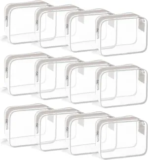 TSA Approved Toiletry Bag, Clear Travel Toiletry bag, Travel Makeup Cosmetic Bag Set for Women Men, Portable Toiletry Bag for Travel, Bathroom and Organizing (grey 12 packs)