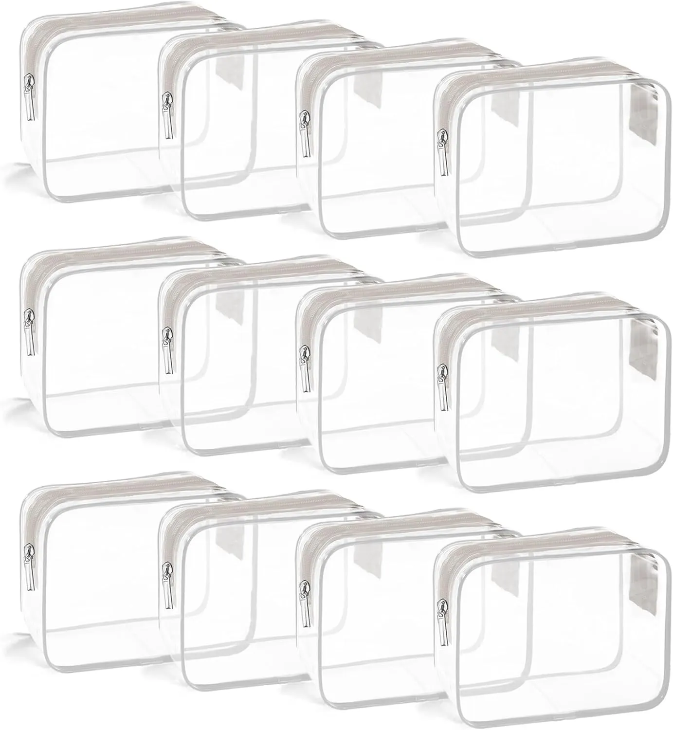 TSA Approved Toiletry Bag, Clear Travel Toiletry bag, Travel Makeup Cosmetic Bag Set for Women Men, Portable Toiletry Bag for Travel, Bathroom and Organizing (grey 12 packs)