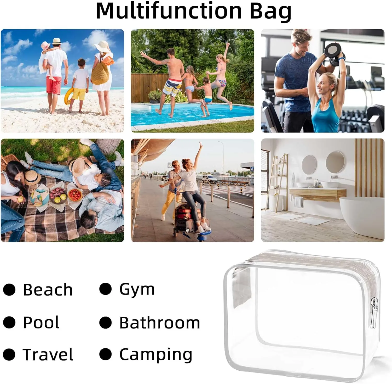 TSA Approved Toiletry Bag, Clear Travel Toiletry bag, Travel Makeup Cosmetic Bag Set for Women Men, Portable Toiletry Bag for Travel, Bathroom and Organizing (grey 12 packs)