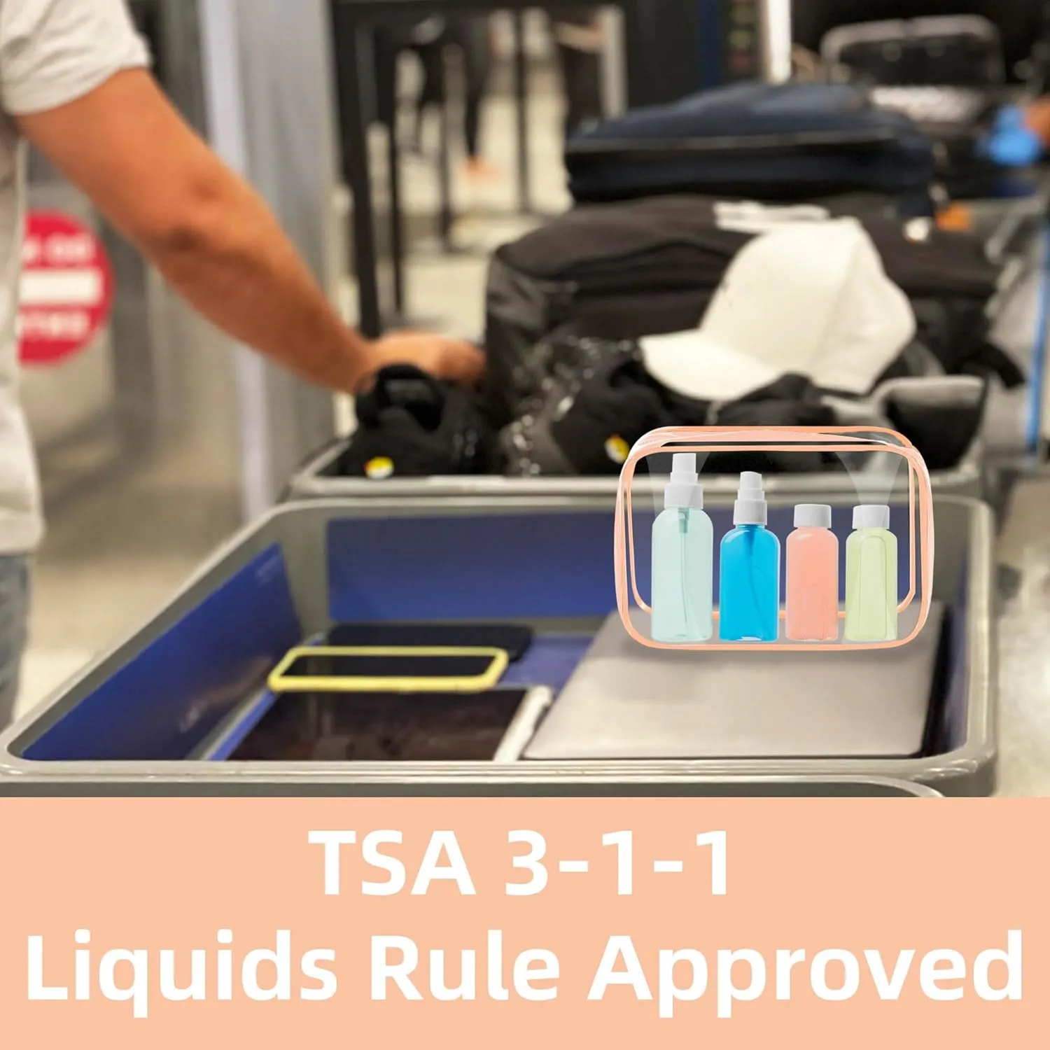 TSA Approved Toiletry Bag, Clear Travel Toiletry bag, Travel Makeup Cosmetic Bag Set for Women Men, Portable Toiletry Bag for Travel, Bathroom and Organizing (pink 12 packs)