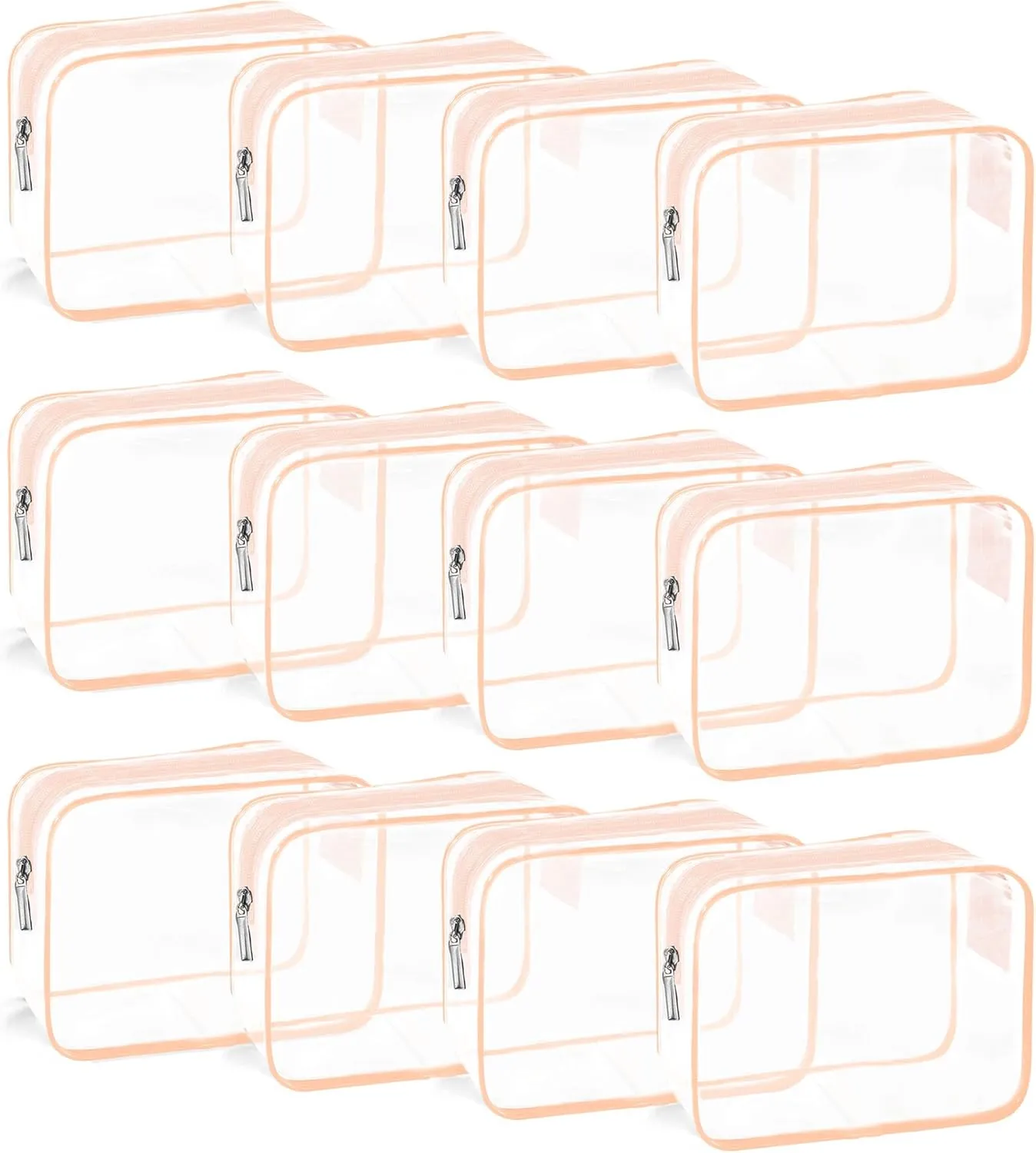 TSA Approved Toiletry Bag, Clear Travel Toiletry bag, Travel Makeup Cosmetic Bag Set for Women Men, Portable Toiletry Bag for Travel, Bathroom and Organizing (pink 12 packs)