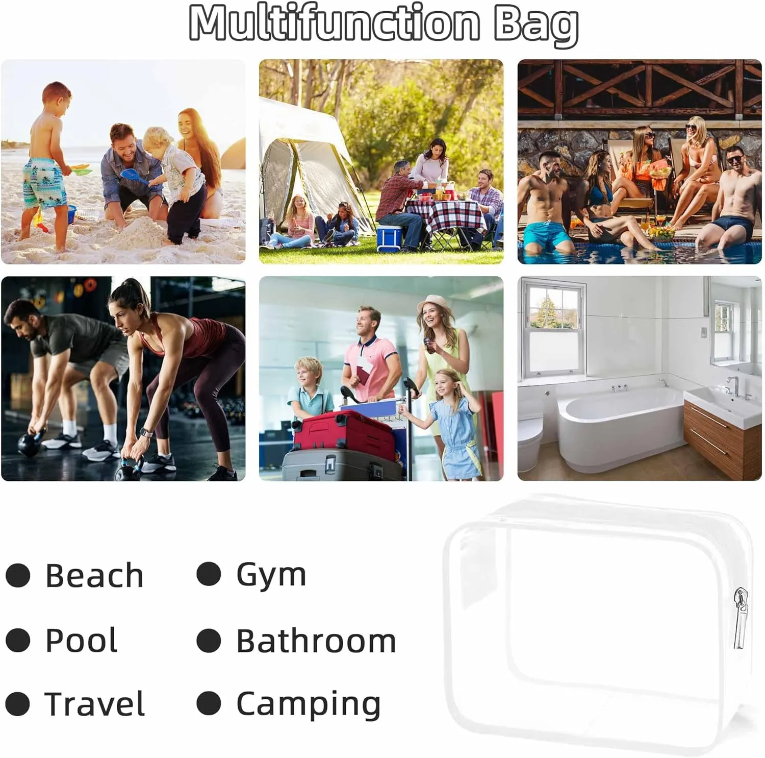 TSA Approved Toiletry Bag, Clear Travel Toiletry bag, Travel Makeup Cosmetic Bag Set for Women Men, Portable Toiletry Bag for Travel, Bathroom and Organizing (white 12 packs)