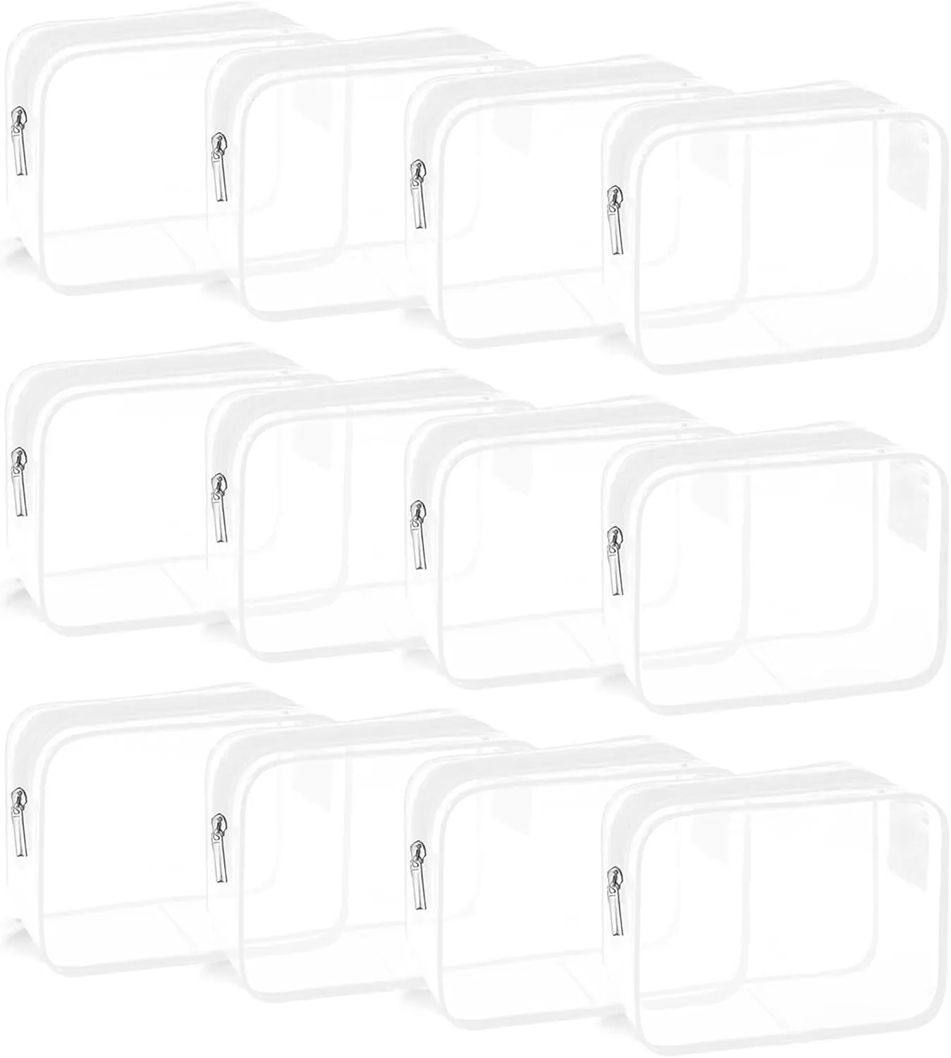 TSA Approved Toiletry Bag, Clear Travel Toiletry bag, Travel Makeup Cosmetic Bag Set for Women Men, Portable Toiletry Bag for Travel, Bathroom and Organizing (white 12 packs)