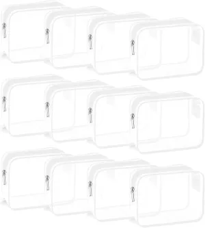 TSA Approved Toiletry Bag, Clear Travel Toiletry bag, Travel Makeup Cosmetic Bag Set for Women Men, Portable Toiletry Bag for Travel, Bathroom and Organizing (white 12 packs)