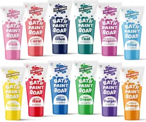 Tub Works® Bath Paint Soap, 12 Pack | Non-Toxic, Washable Bathtub Paint for Toddlers & Kids | Finger Paint in the Tub | Ideal Toddler Bath Toys for Creative Kids Bath | Easy-to-Clean