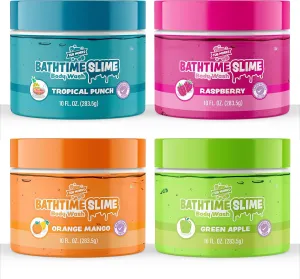 Tub Works® Bath Slime Kids Body Wash, Variety 4 Pack | Gooey, Playful Texture with Fresh, Fruity Scents | Dermatologist Tested | Sensory Fun Bath Toys for Toddlers & Kids | Colorful Slime Kids Soap
