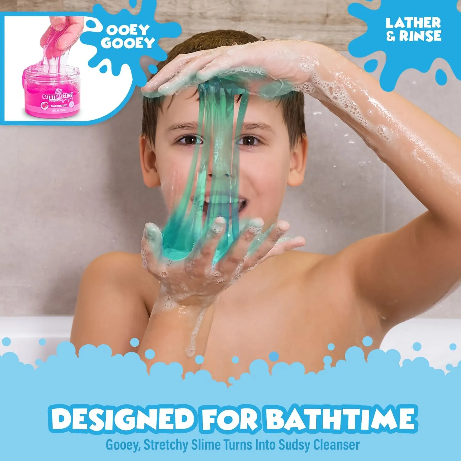 Tub Works® Bath Slime Kids Body Wash, Variety 4 Pack | Gooey, Playful Texture with Fresh, Fruity Scents | Dermatologist Tested | Sensory Fun Bath Toys for Toddlers & Kids | Colorful Slime Kids Soap
