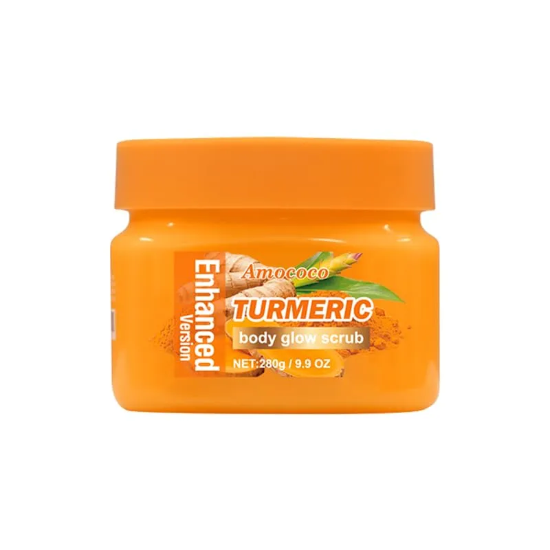 Turmeric Body Glow Scrub, 9.9 oz, Deep Exfoliating Cream for Skin Brightening and Hyperpigmentation
