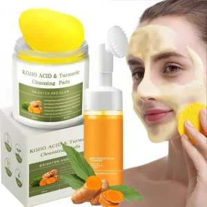 Turmeric Cleansing Pads, Turmeric Pads for Face Scrub, Deep Clean Pores, Help Balance Skin Oil and Water, Cleansing and Exfoliation 2Pack