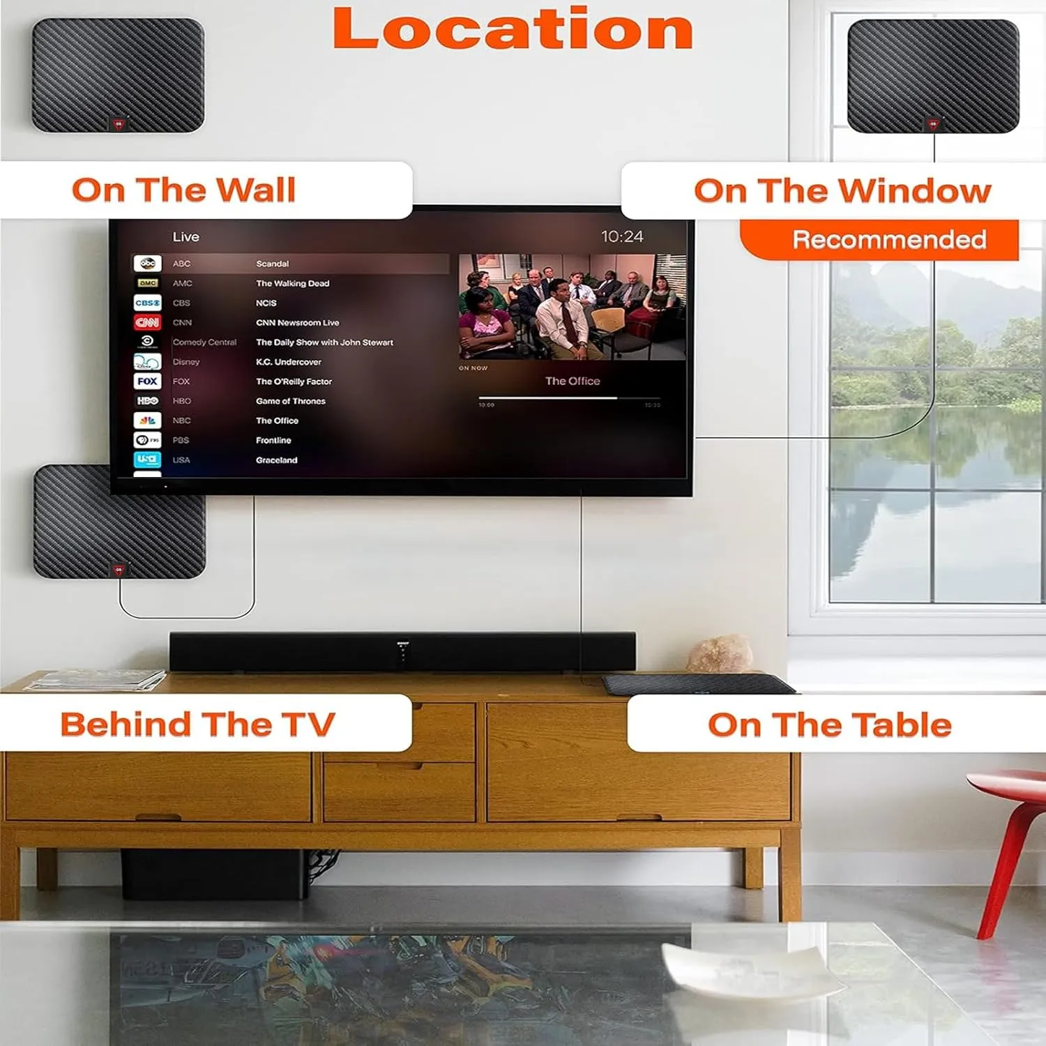 TV Antenna Indoor Antenna for Smart TV for Long Range Reception and All Smart TVs HD Digital Antenna with Amplifier Signal Booster for Local Channels Supports 4K/8K 1080p-26.5ft HDTV Cable/AC Adapter