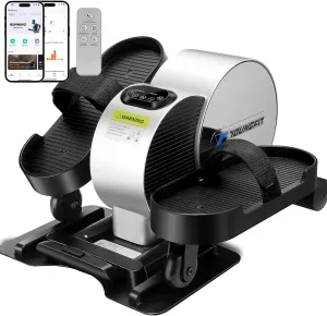 Under Desk Elliptical - Portable and Quiet Leg Exerciser While Sitting for Seniors with Remote and App Control, LCD Display, Electric Seated Pedal Ellipse Machine for Home, Office