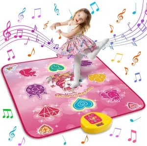 Unicorn Dance Mat Toys for 3-12 Year Old Girls, Dance Pad with LED Lights, Built-in Music, 6 Game Modes, Electronic Dancing Mat as Christmas Birthday Gift for 3 4 5 6 7 8 9  Girls (Pink)