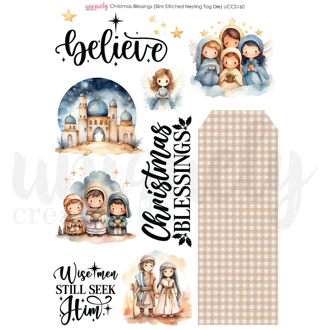 Uniquely Creative - Christmas Blessings Cut-a-Part Card Making Sheet
