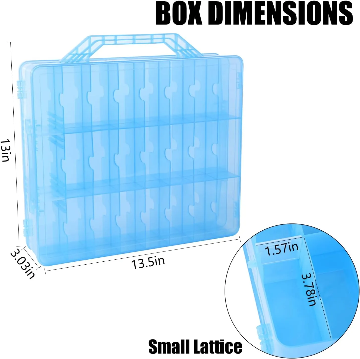 Universal Nail Polish Holder Gel Nail Polish Organizer Case for 48 Bottles Adjustable Dividers Space Saver,Double Sided Storage for Nail Bottles Mini Cars Threads Essential Oils (Blue)