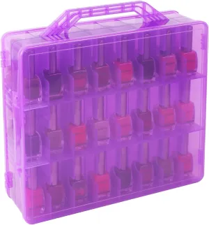 Universal Nail Polish Holder Gel Nail Polish Organizer Case for 48 Bottles Adjustable Dividers Space Saver,Double Sided Storage for Nail Bottles Mini Cars Threads Essential Oils (Purple)