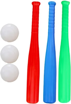 UPKOCH Kids Plastic Baseball Bat and Ball Set, 3 Bats and 3 Balls, T Ball Game Sports Toy for Outdoor Backyard Practice, 17 Inches