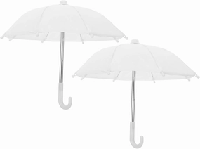 UPKOCH 2pcs Mini Doll Umbrella Model for 18 Inch Girl Doll Clothes Accessories, 11.02 X 8.66 Inch, Cloth Material, Small White Doll Umbrella for Kids' Dollhouse Decor and Rainy Photography Props