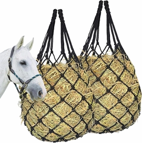 Upriver 2PCS Hay Net for Horses, Slow Feed Hay Bag for Horses, Hanging Hay Feeder Bag for Horses Goats Sheep Cattle, Barn Supplies for Reducing Waste (Black)