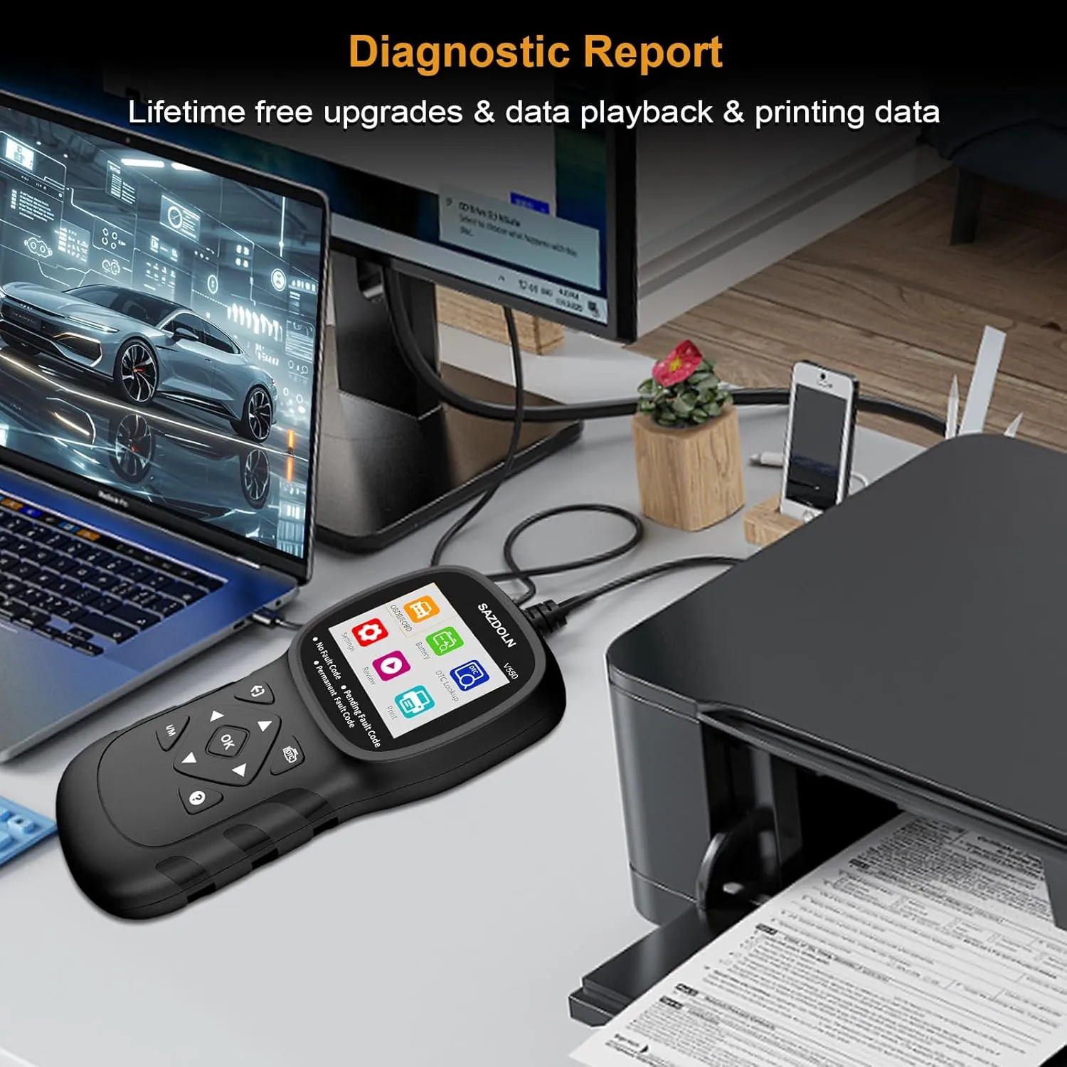 V550 OBD2-Scanner, Enhanced Car-Diagnostic-Tool Read & Clear Engine Fault Codes, CAN Scan Tool for All OBD2 Cars 1996 , 40,000 DTC, Live Data, Battery Tester (Black)