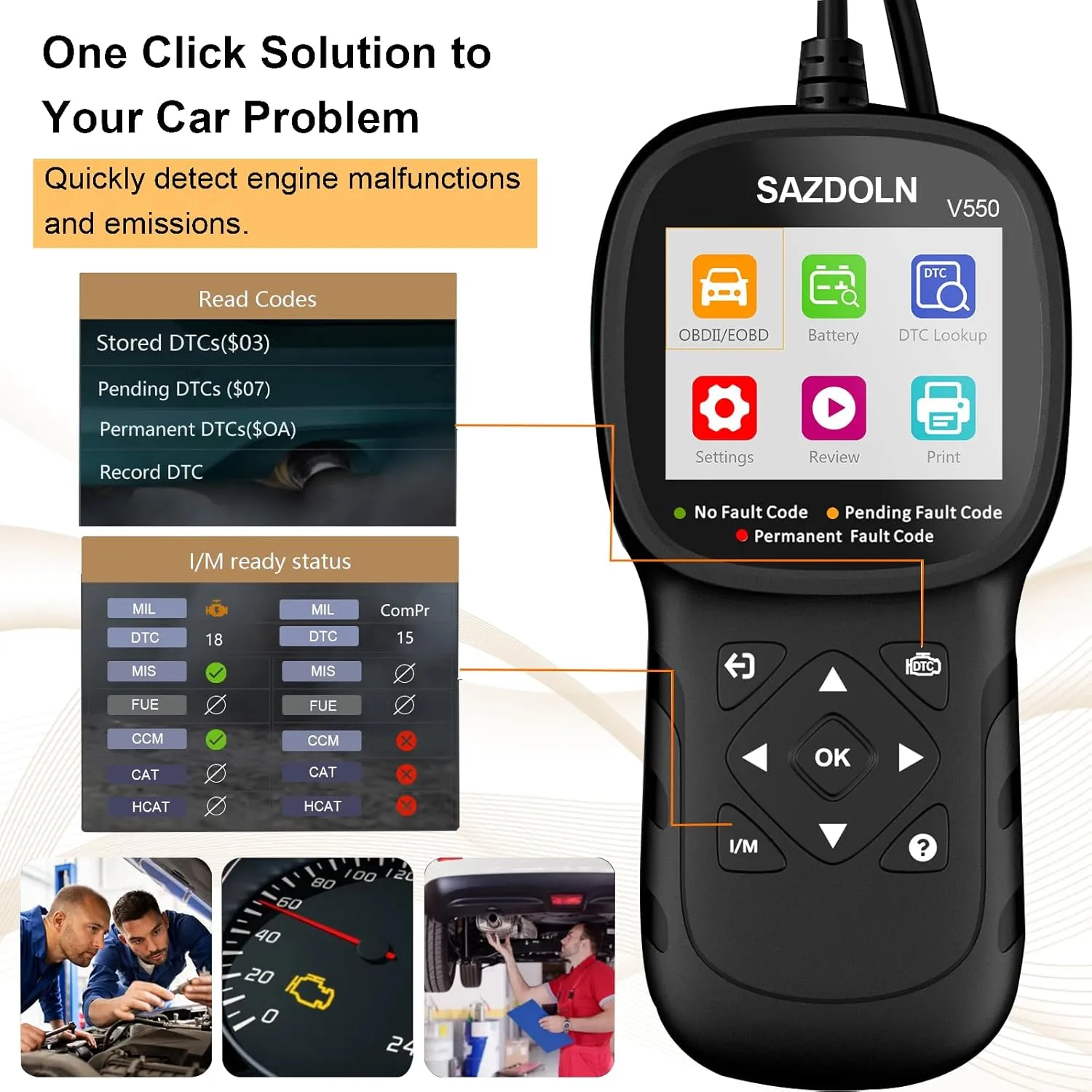 V550 OBD2-Scanner, Enhanced Car-Diagnostic-Tool Read & Clear Engine Fault Codes, CAN Scan Tool for All OBD2 Cars 1996 , 40,000 DTC, Live Data, Battery Tester (Black)