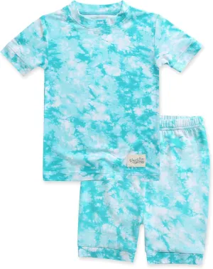 VAENAIT BABY Infant Toddler Kids Junior Soft Bamboo Pajamas Tie Dye Short Summer Pjs 2pcs Set 6M-12Y