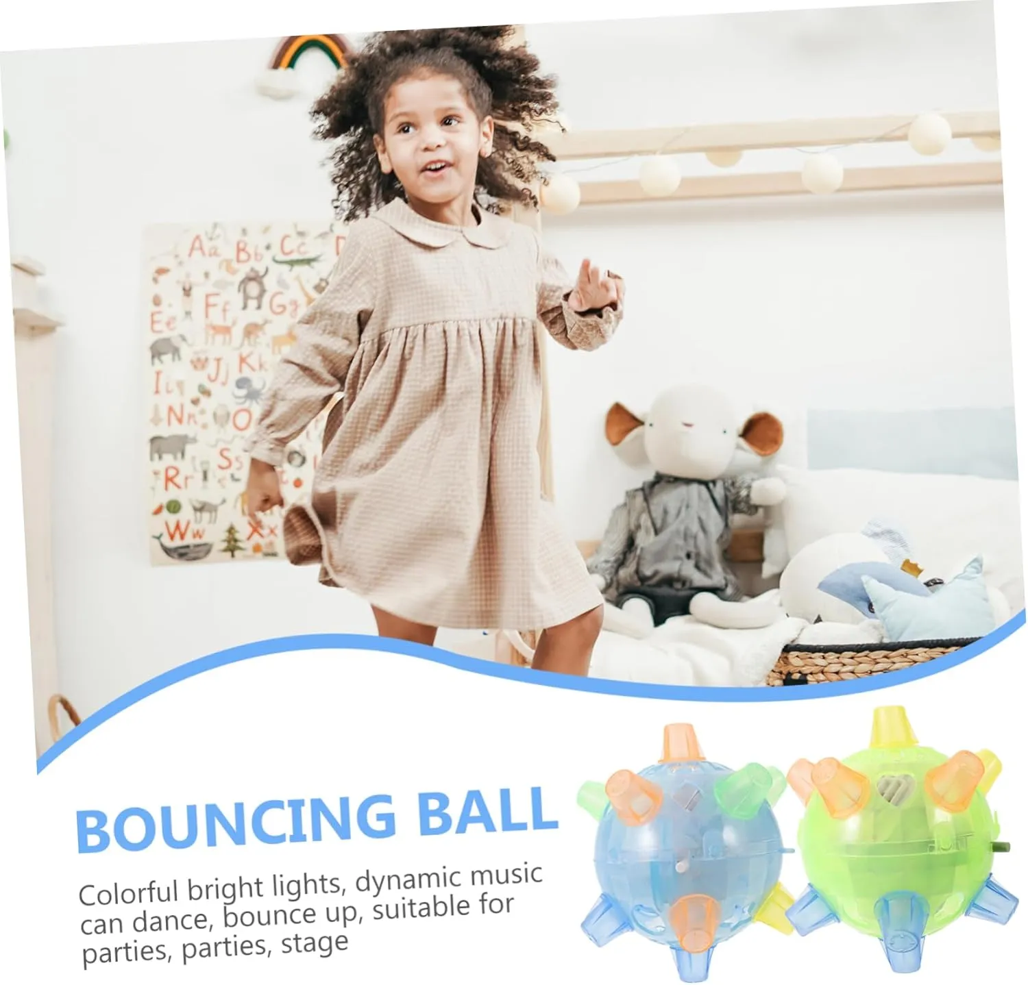 Vaguelly 2pcs Childrens Jumping Ball for Kids, Glow Dancing Ball Toy