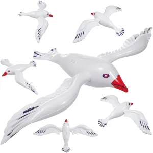 Vaguelly 6pcs Large Inflatable Seagull Ornaments Jumbo Seagull Toy Inflatable Flying Sea Birds Blow Up Birds Decorations for Beach Pool Party