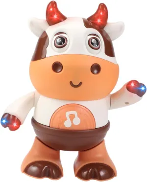 Vaguelly Adorable Cow Shaped Dancing Robot with Wear Resistant Plaything for Hours of Fun