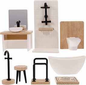 Vaguelly 1 Set Dollhouse Miniature Bathroom Toilet Sink Bathtub Furniture Shower Room Decor Doll House Accessories