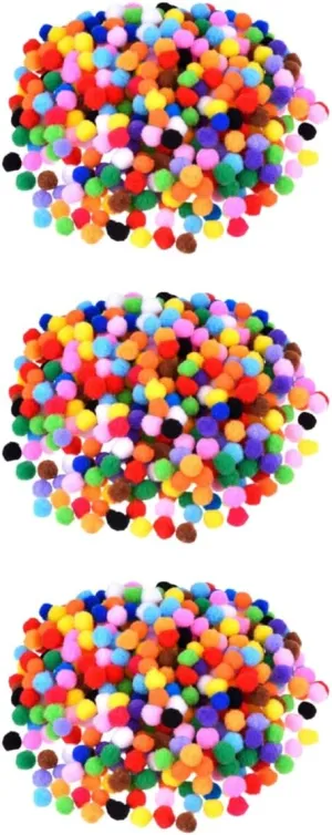 VAKUUM DIY Plush Pom Poms Balls: 6000pcs Pom Pom Colorful Pom Pom Garland 8mm Pom Pom Wiggle Googly Puffy Pom Pom Set for DIY Arts Craft Supplies Set 3cm Assorted Color