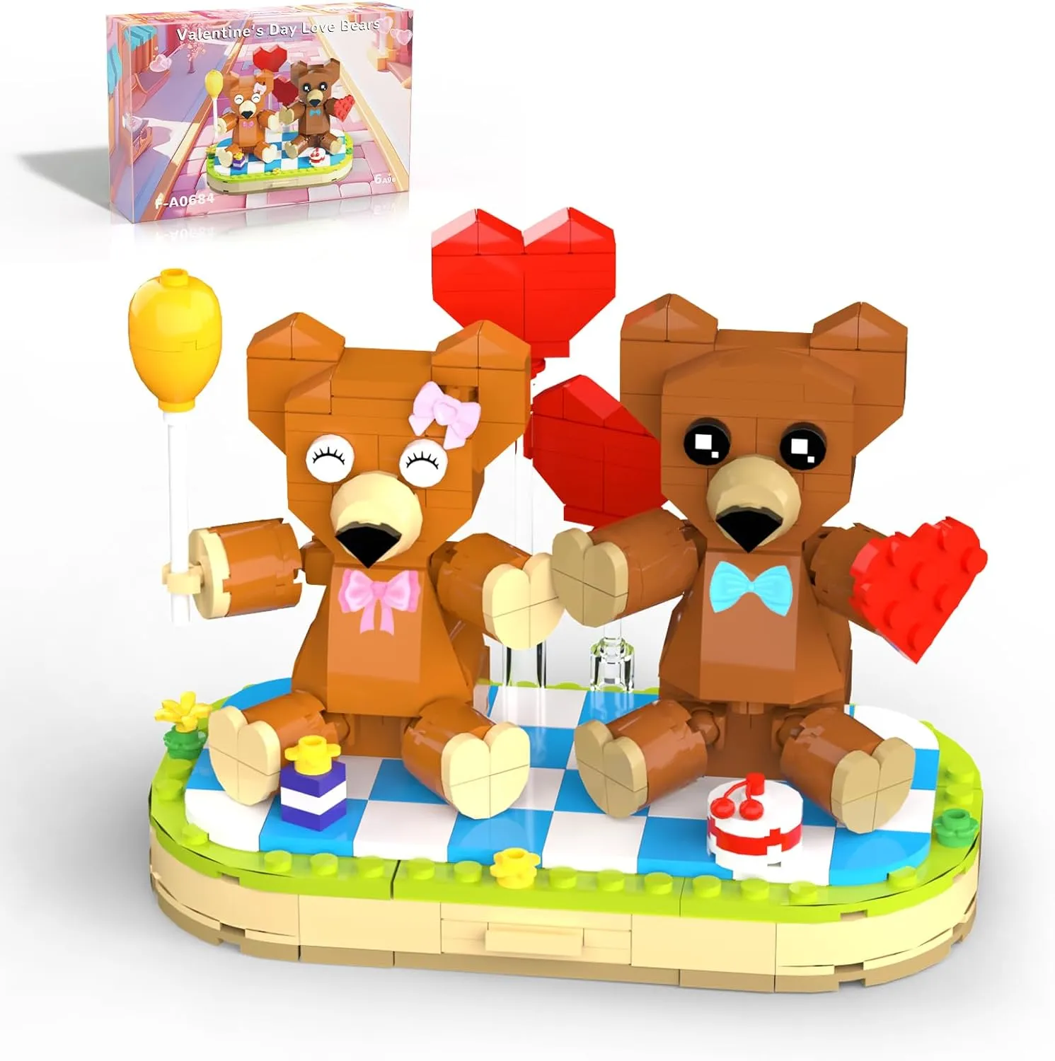 Valentine’s Brown Bear Building Toy Sets for Adult, Art Love Collectible Home Wedding Decor, Cute Bears with Heart, Valentines, Easter Birthday Gift for Kids 8  (289pcs)