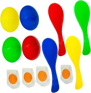 VANZACK 4Sets Colorful Egg Spoon Race Game Set of Interactive Outdoor Party Games for Engaging Balance Training Enhances Coordination and Agility