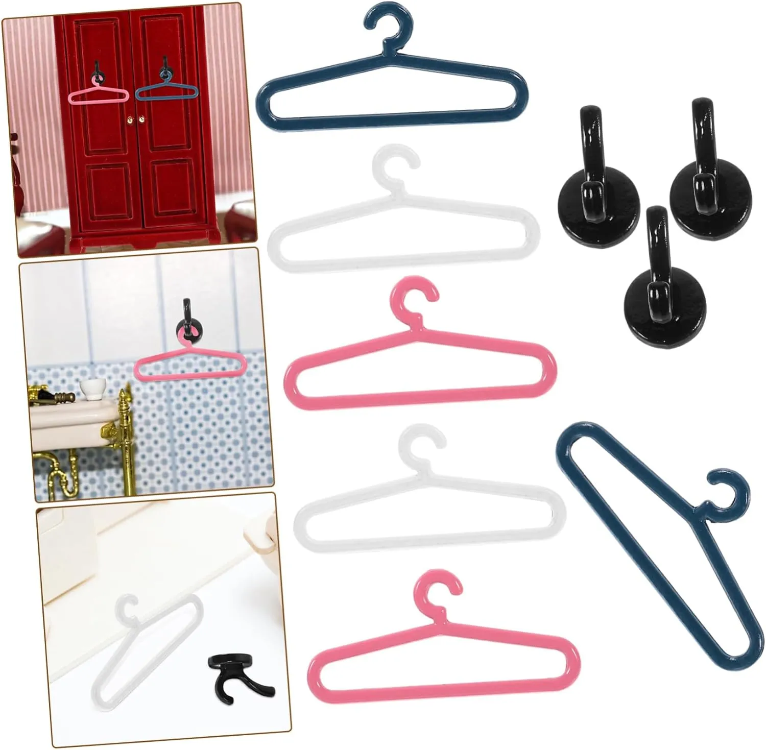 VANZACK 5 Sets Compact Mini Doll House Hangers Dress Outfit Holders Dress Outfit Holders Miniature Hangers Versatile Decor