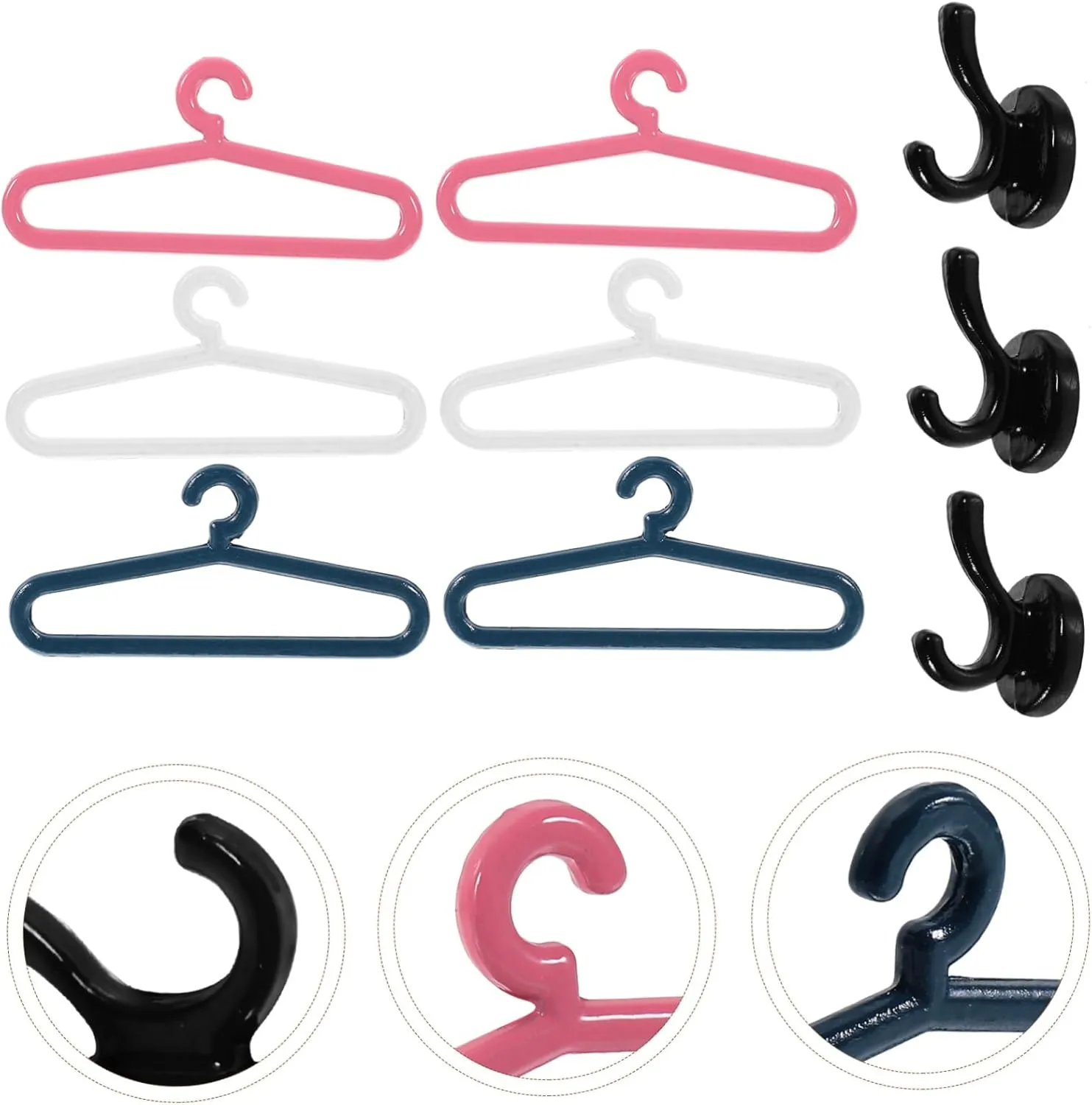 VANZACK 5 Sets Compact Mini Doll House Hangers Dress Outfit Holders Dress Outfit Holders Miniature Hangers Versatile Decor