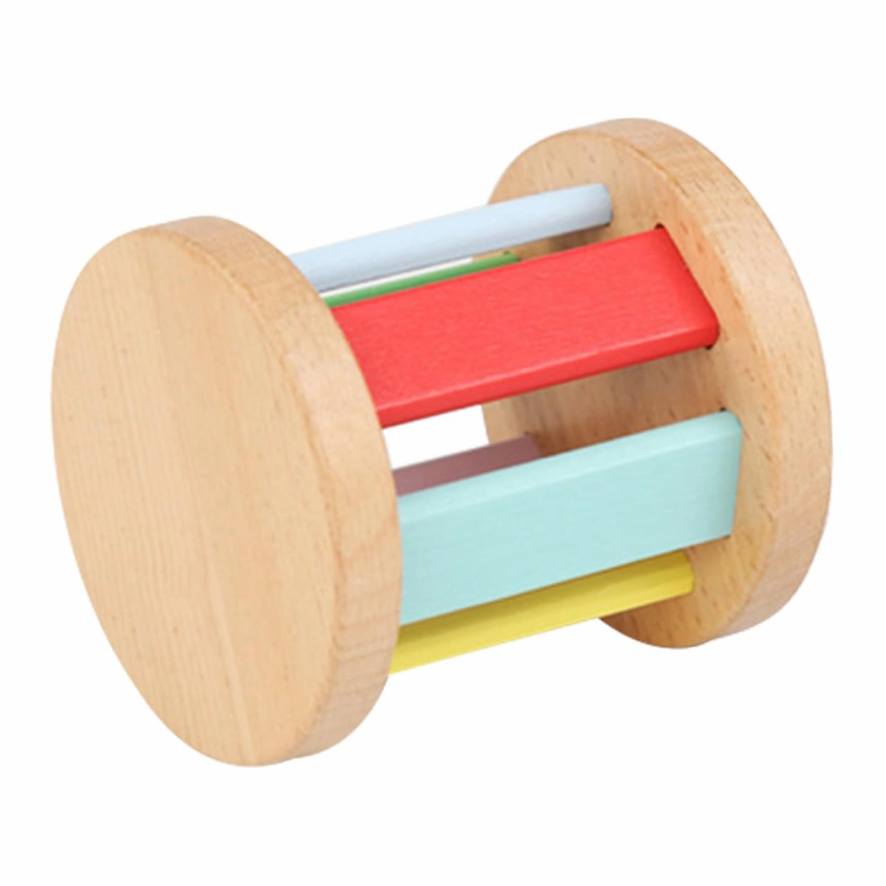 VANZACK Wooden Rattle Roller Early Educational for Newborns Sensory Music Plaything Enhances Hand Eye Coordination Safe Design for Parent Interaction