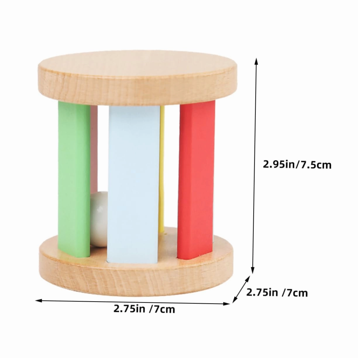 VANZACK Wooden Rattle Roller Early Educational for Newborns Sensory Music Plaything Enhances Hand Eye Coordination Safe Design for Parent Interaction