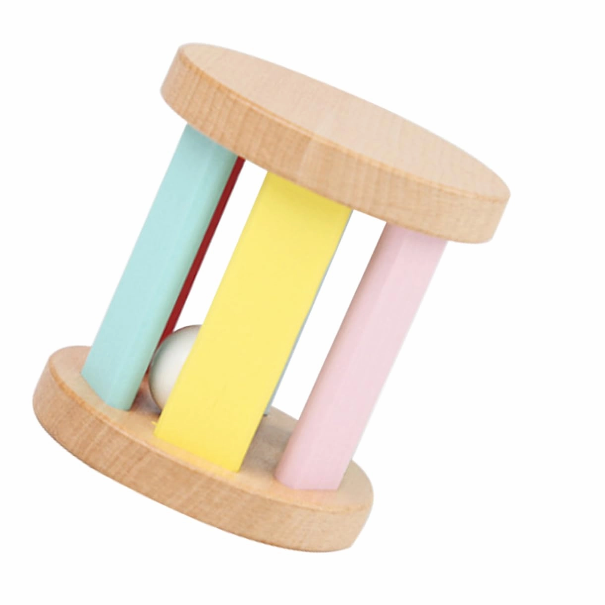 VANZACK Wooden Rattle Roller Early Educational for Newborns Sensory Music Plaything Enhances Hand Eye Coordination Safe Design for Parent Interaction