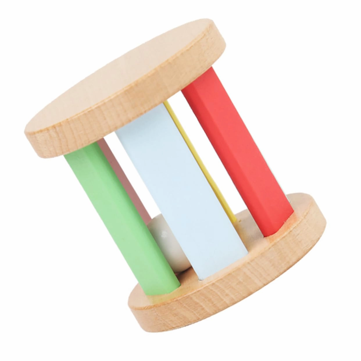 VANZACK Wooden Rattle Roller Early Educational for Newborns Sensory Music Plaything Enhances Hand Eye Coordination Safe Design for Parent Interaction