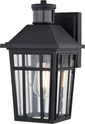 VAXCEL Garfield Park Aluminum Matte Black Motion Sensor Dusk to Dawn Outdoor Wall Light with Clear Seeded Glass and Energy-Efficient LED Lighting