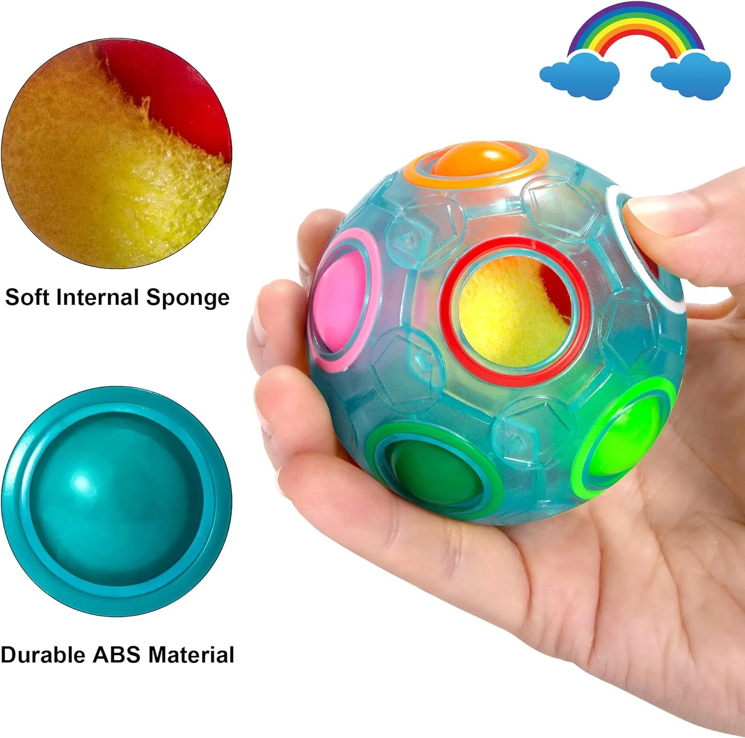 Vdealen Magic Rainbow Puzzle Ball, Fidget Ball Puzzle Game Fun Stress Reliever Magic Ball Brain Teaser Fidget Toys for Children Teens & Adults-4 Pack
