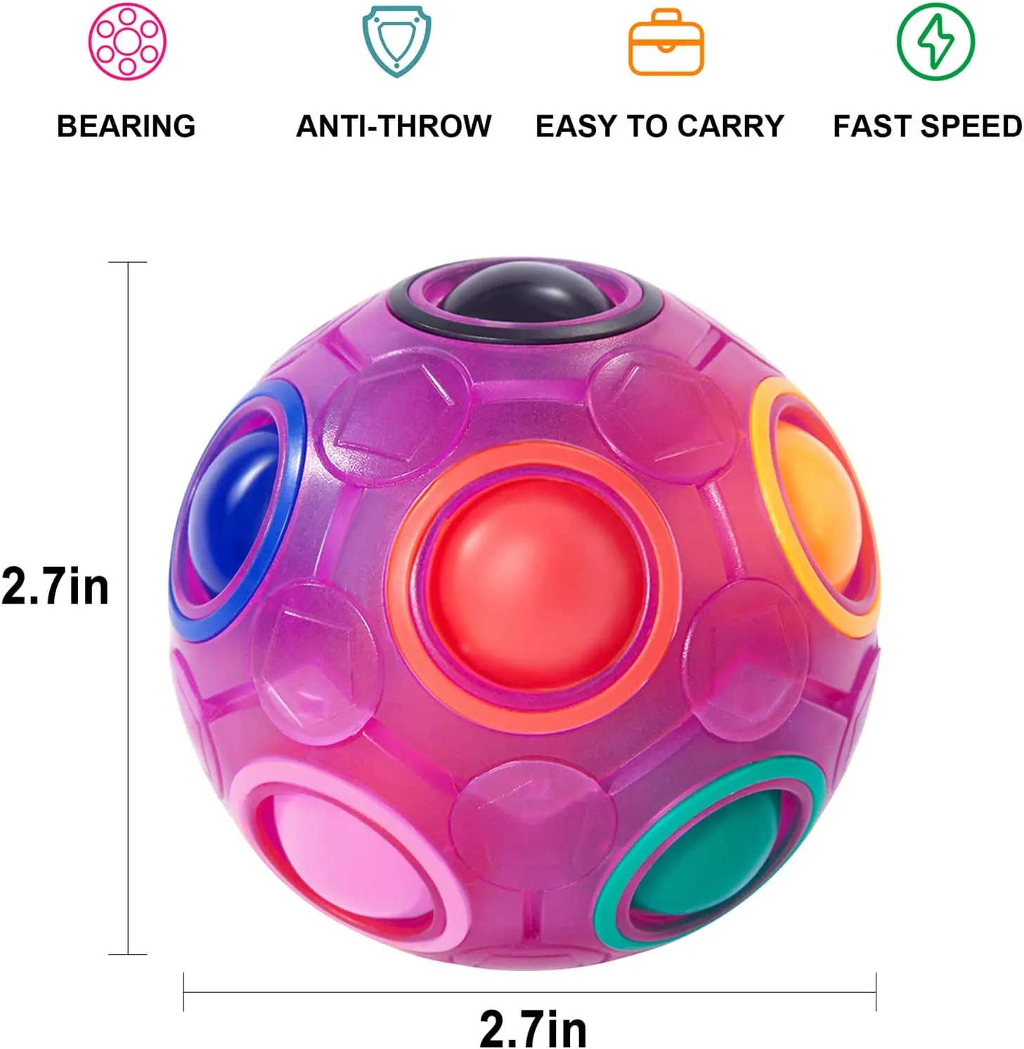 Vdealen Magic Rainbow Puzzle Ball, Fidget Ball Puzzle Game Fun Stress Reliever Magic Ball Brain Teaser Fidget Toys for Children Teens & Adults-4 Pack